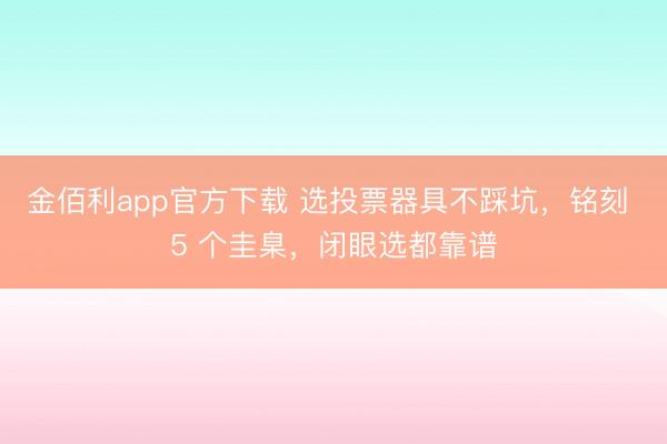 金佰利app官方下载 选投票器具不踩坑，铭刻 5 个圭臬，闭眼选都靠谱