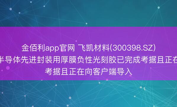 金佰利app官网 飞凯材料(300398.SZ)：自主研发的半导体先进封装用厚膜负性光刻胶已完成考据且正在向客户端导入
