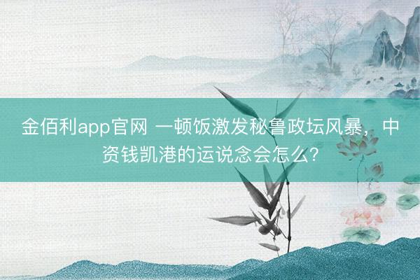 金佰利app官网 一顿饭激发秘鲁政坛风暴，中资钱凯港的运说念会怎么？