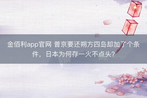 金佰利app官网 普京要还朔方四岛却加了个条件，日本为何存一火不点头？